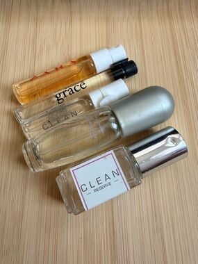 Variety 5 partially used or tested fragrance: minis & samples
